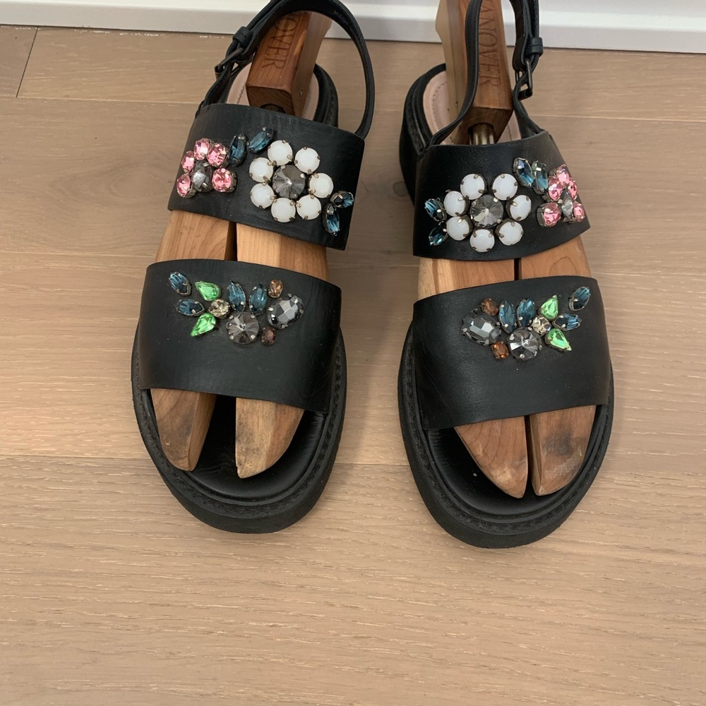 Lanvin Embellished Black Sandals